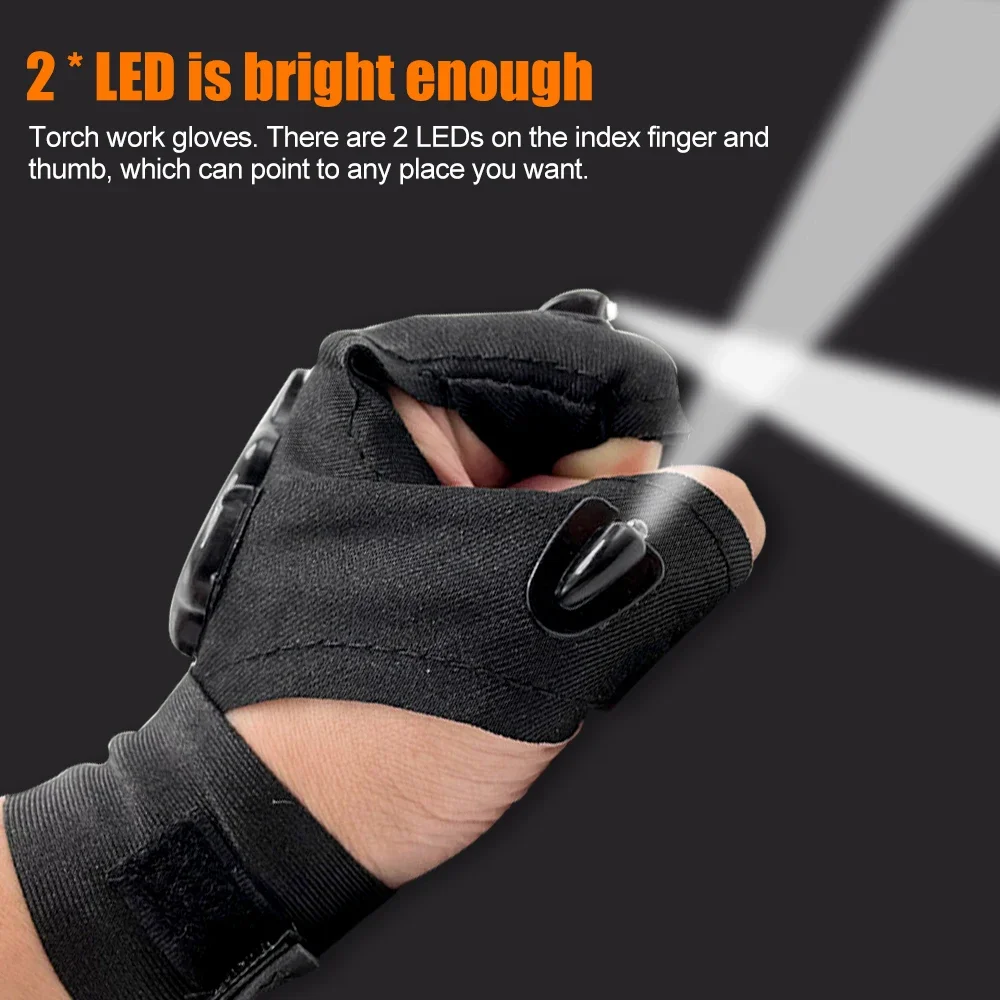 Waterproof LED Flashlight Gloves - USB Rechargeable - Image 2