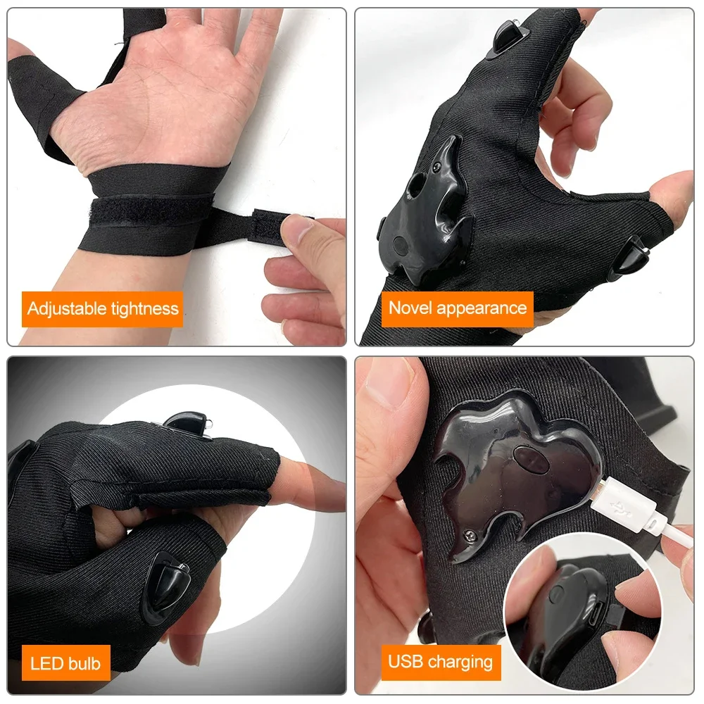 Waterproof LED Flashlight Gloves - USB Rechargeable - Image 3