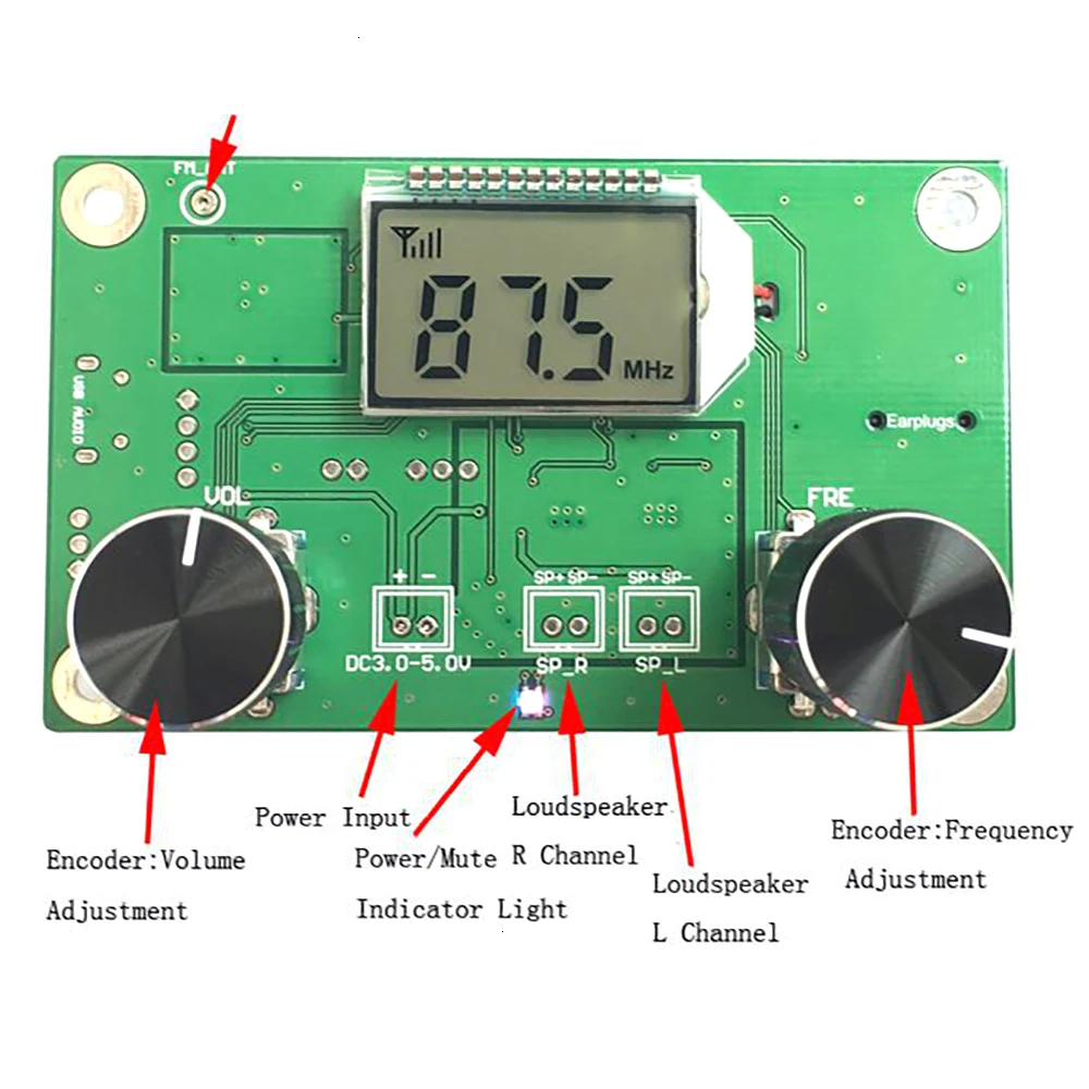 FM Radio Receiver Module with LCD Display for DIY Projects